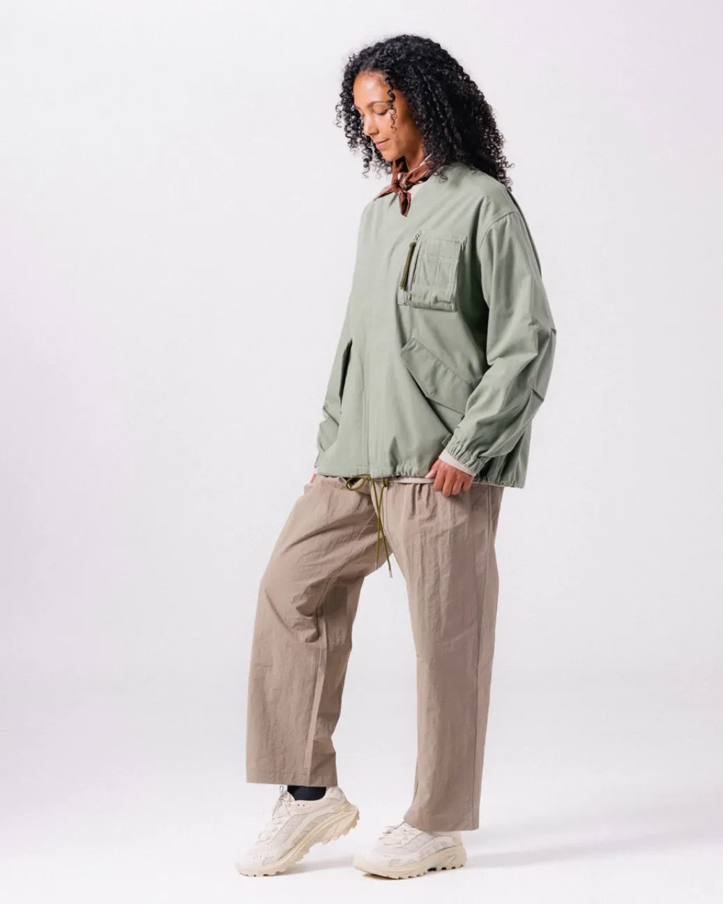 TAKIBI Herringbone Collarless Jacket