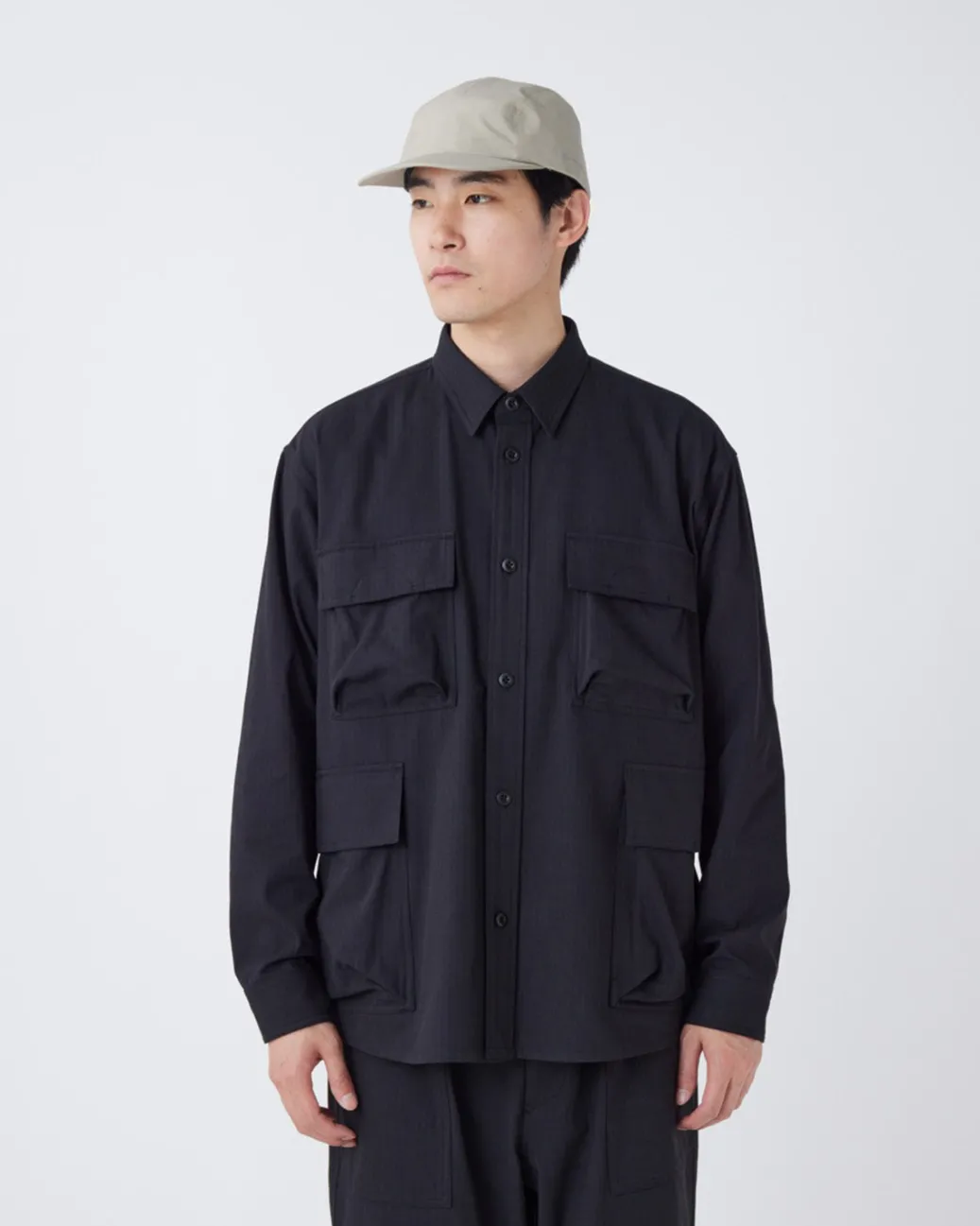TAKIBI Herringbone Shirt Jacket
