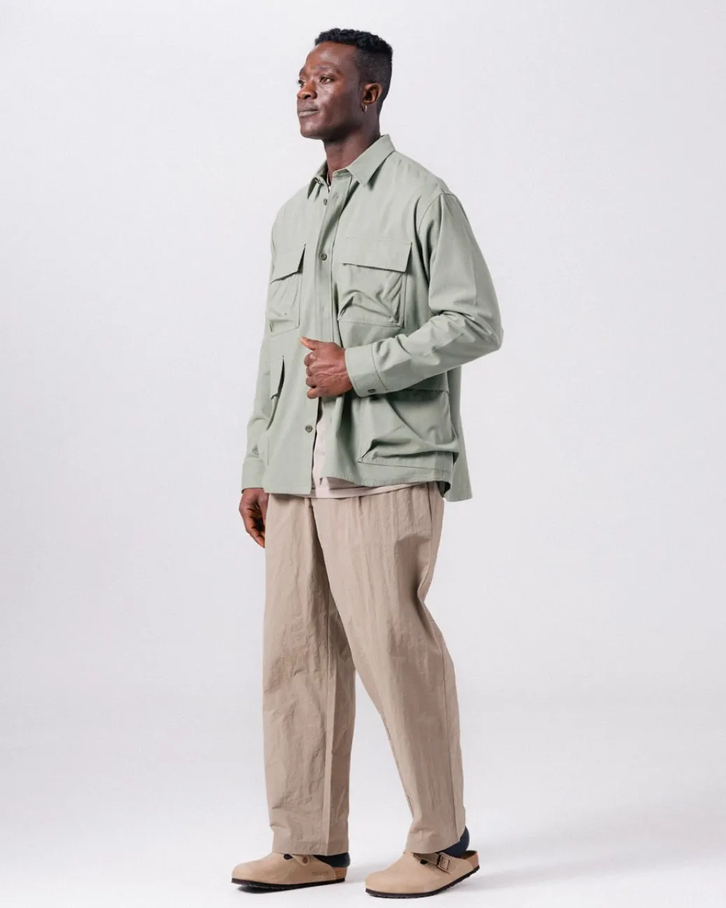 TAKIBI Herringbone Shirt Jacket